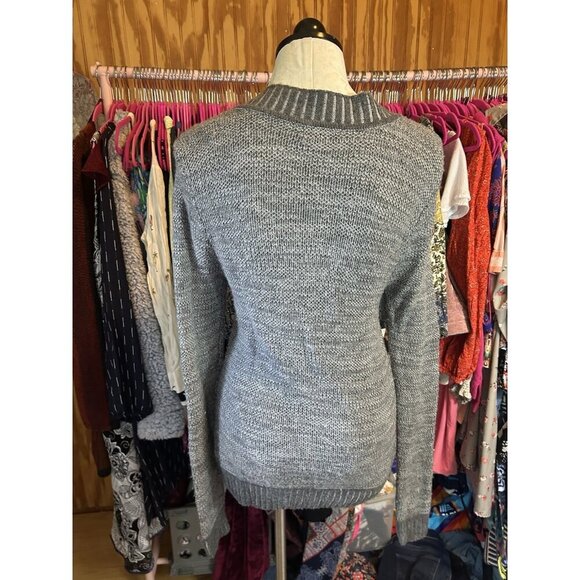 Toad&Co Horny Toad MERINO WOOL Eclair Sweater Gray V- Neck Long sleeve Ribbed M - Picture 6 of 9